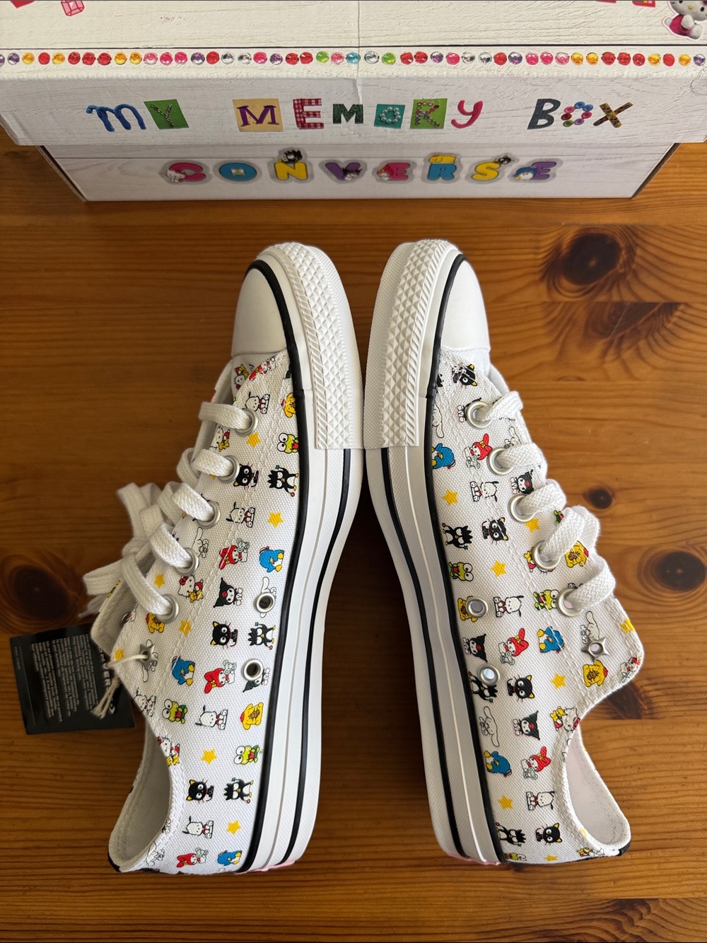 Converse White Low Top Sneakers with Multicolor Hello Kitty and Friends Print - Picture 8 of 13